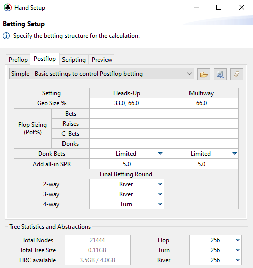 Postflop Betting Configuration